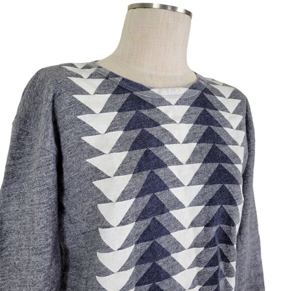 J Crew Sweatshirt Women Size S Geometric Crew Neck Drop Shoulder Oversized Gray - Picture 3 of 14